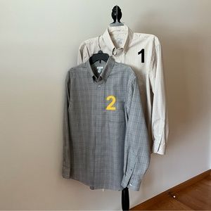 Van Heusen Man’s Dress Shirts NO IRON Cream Gray Size L